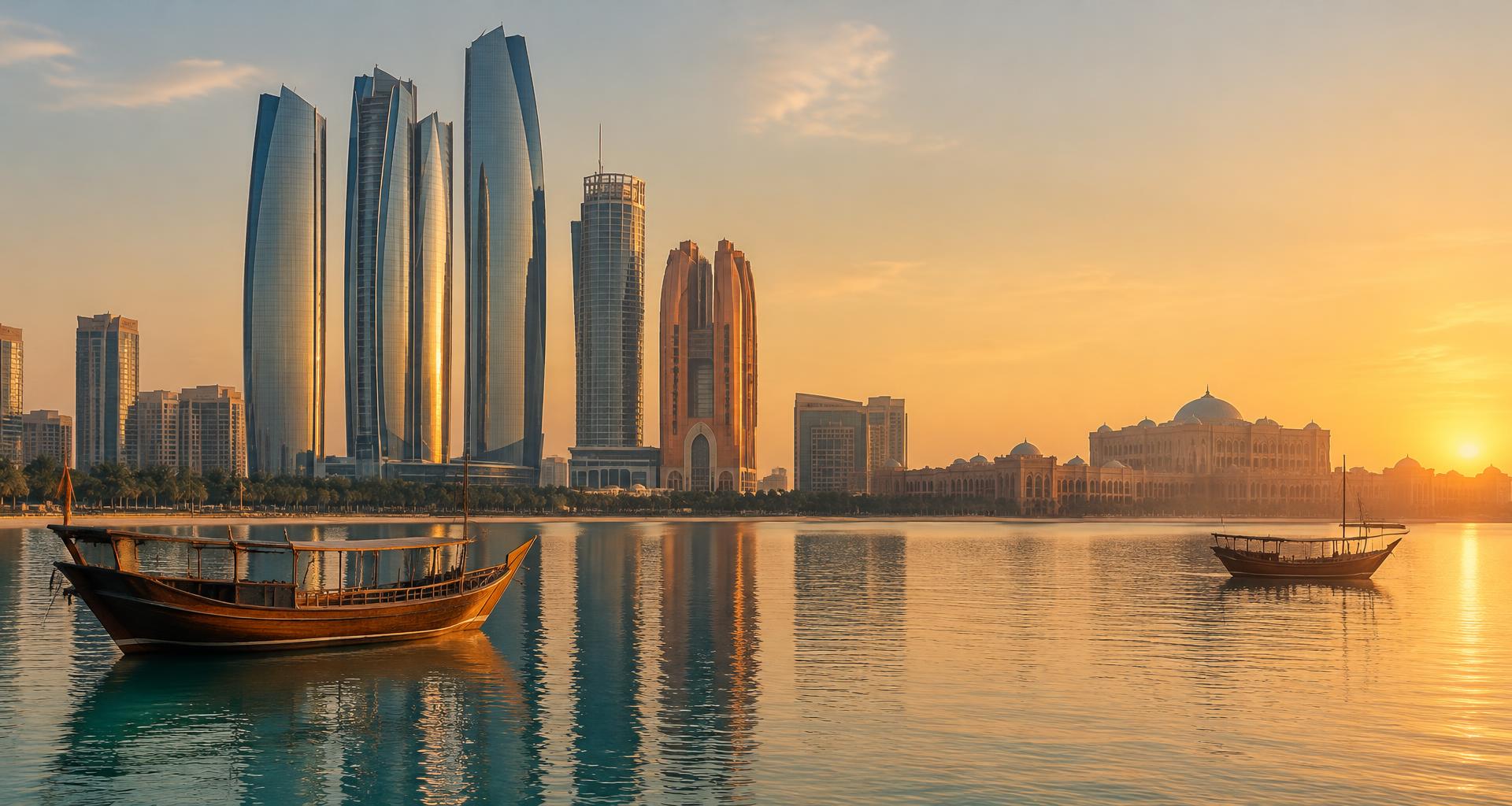 أبراج أبو ظبي وخليجها عند الغروب